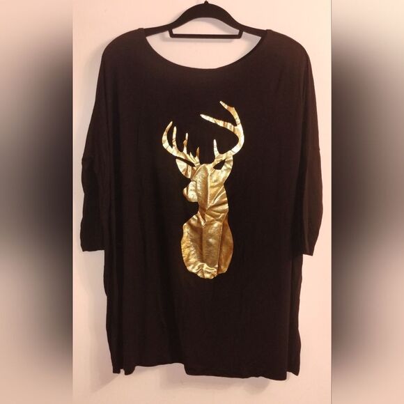 Gold Moose 3/4 sleeve t-shirt - Picture 1 of 8